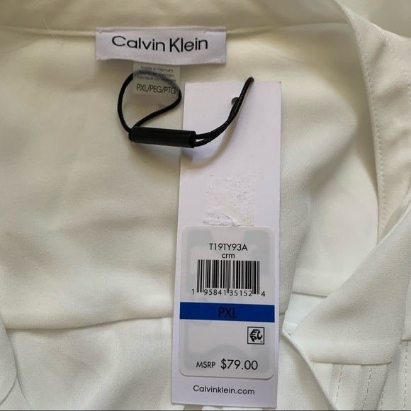 Calvin Klein New With Tags XL Ruffled Button-Front White  Top - Picture 6 of 9